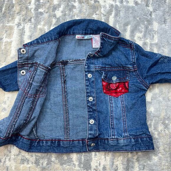 Mary Kate & Ashley Denim Red Bandanna Trucker Jacket Size 12 Months - Picture 4 of 6